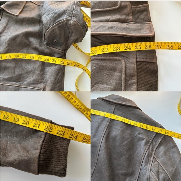 Vintage 1990s Class Club Distressed Leather Streetwear Bomber Jacket Brown. - Picture 6 of 8